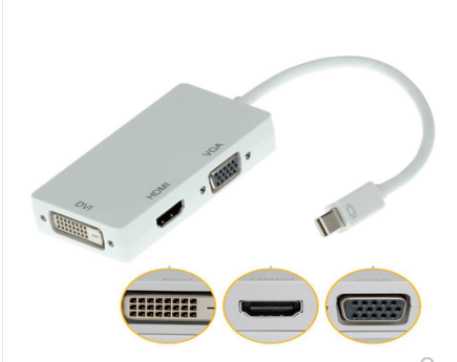 0.25米Mini DP to HDMI/DVI/VGA三合一转换线数据线高清转换线